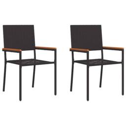 Berkfield Home Stacking Garden Chairs - 2 Piece Set in Black Poly Rattan - thumbnail 3