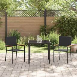Berkfield Home Stacking Garden Chairs - 2 Piece Set in Black Poly Rattan - thumbnail 1