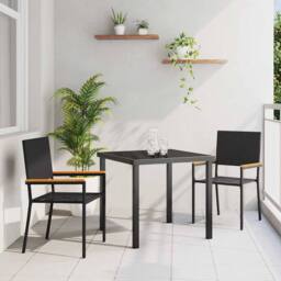 Berkfield Home Stacking Garden Chairs - 2 Piece Set in Black Poly Rattan - thumbnail 2