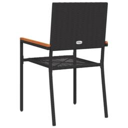 Berkfield Home Stacking Garden Chairs - 2 Piece Set in Black Poly Rattan - thumbnail 7