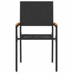 Berkfield Home Stacking Garden Chairs - 2 Piece Set in Black Poly Rattan - thumbnail 5