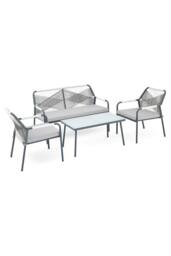 More4Homes Lagos Garden Sofa Set 4 Seater Outdoor Corner Sofa with Glass Table in Light Grey - thumbnail 2