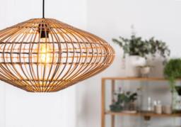 Netlighting Magali Scandinavian Rattan Pendant Light Ø 56cm 1xE27 Light Wood in Light Tan - thumbnail 5