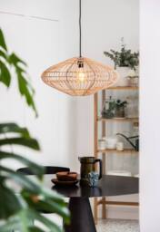 Netlighting Magali Scandinavian Rattan Pendant Light Ø 56cm 1xE27 Light Wood in Light Tan - thumbnail 4