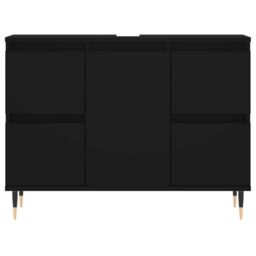 Berkfield Home Bathroom Cabinet Black 80x33x60 cm Engineered Wood - Size: 80 x 33 x 60 cm - thumbnail 5