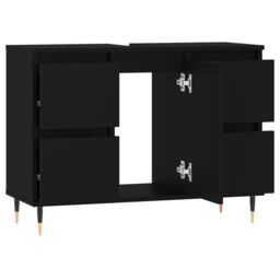 Berkfield Home Bathroom Cabinet Black 80x33x60 cm Engineered Wood - Size: 80 x 33 x 60 cm - thumbnail 4