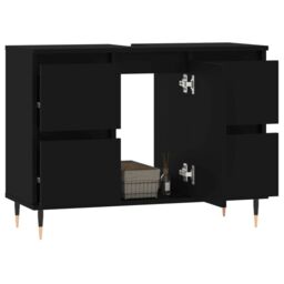 Berkfield Home Bathroom Cabinet Black 80x33x60 cm Engineered Wood - Size: 80 x 33 x 60 cm - thumbnail 3