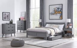 FurnitureboxUK Azure Modern Solid Pine Bed with 2 Drawers in Grey - Size: Double - thumbnail 4