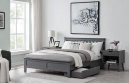 FurnitureboxUK Azure Modern Solid Pine Bed with 2 Drawers in Grey - Size: Double - thumbnail 1