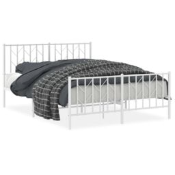 Berkfield Home Metal Bed Frame without Mattress with Footboard¬†White 135x190cm in White - Size: 135x190 cm - thumbnail 2