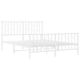 Berkfield Home Metal Bed Frame without Mattress with Footboard¬†White 135x190cm in White - Size: 135x190 cm - thumbnail 4