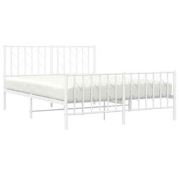 Berkfield Home Metal Bed Frame without Mattress with Footboard¬†White 135x190cm in White - Size: 135x190 cm - thumbnail 3