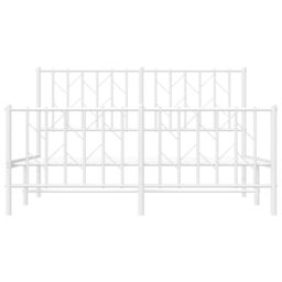 Berkfield Home Metal Bed Frame without Mattress with Footboard¬†White 135x190cm in White - Size: 135x190 cm - thumbnail 5