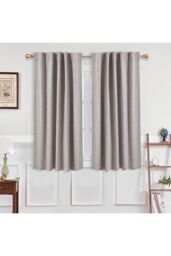 Garden Sanctuary Beige Solid Color Back Tab & Pole Pocket Top Faux Linen Blackout Curtains, 117cm W x 137cm H - Size: 117 cm W x 137 cm H