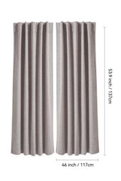 Garden Sanctuary Beige Solid Color Back Tab & Pole Pocket Top Faux Linen Blackout Curtains, 117cm W x 137cm H - Size: 117 cm W x 137 cm H - thumbnail 3