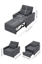 Living and Home Three-in-One Versatile Single Sofa Bed with Pillow in Dark Grey - thumbnail 6