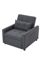 Living and Home Three-in-One Versatile Single Sofa Bed with Pillow in Dark Grey - thumbnail 3