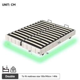Matteo Double Floating Bed Frame - Hydraulic Storage, Smart LED, No Headboard in Beige - thumbnail 9