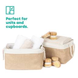Kelvenix Mara Large Fabric Storage Basket Set in Beige - thumbnail 4