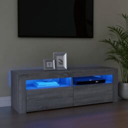 Berkfield Home TV Cabinet with LED Lights Grey Sonoma 120x35x40 cm - Size: 120 x 35 x 40 cm - thumbnail 1