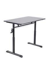 Living and Home Height Adjustable Office Desk, Manual Lift, 80/100cm in Black - Size: 100 cm x 60 cm - thumbnail 4