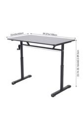 Living and Home Height Adjustable Office Desk, Manual Lift, 80/100cm in Black - Size: 100 cm x 60 cm - thumbnail 2