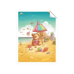 "Warren Reed - Designer Teddy Bead On A Beach Holiday Unframed Art Print - Size: W20"" x H30""" - thumbnail 1