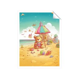 "Warren Reed - Designer Teddy Bead On A Beach Holiday Unframed Art Print - Size: W20"" x H30""" - thumbnail 2