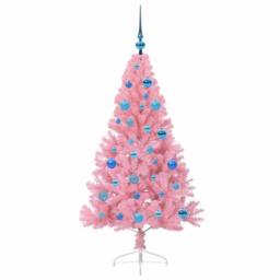 Berkfield Home Artificial Pre-lit Christmas Tree with 150 LEDs Pink 150 cm PVC - thumbnail 4