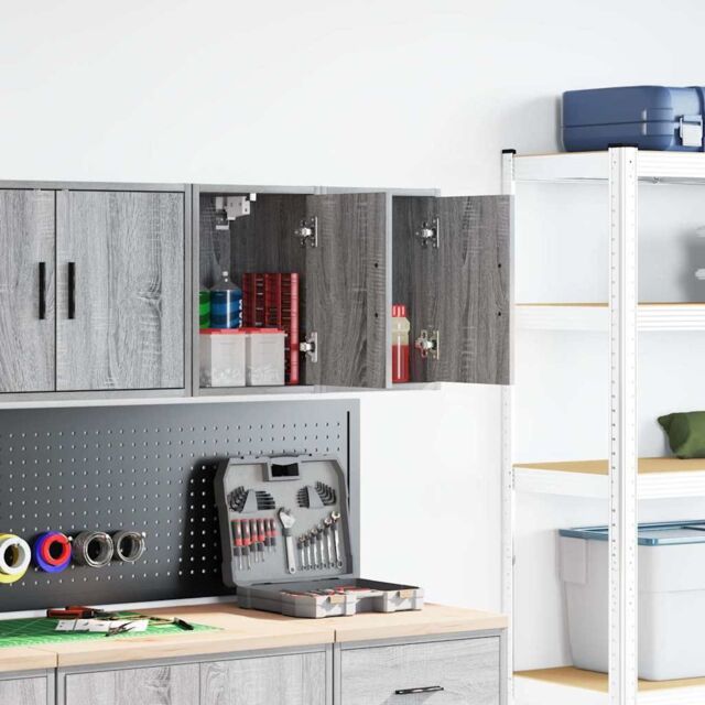 Berkfield Home Garage Wall Cabinets 2 pcs Grey Sonoma Engineered Wood - image 1