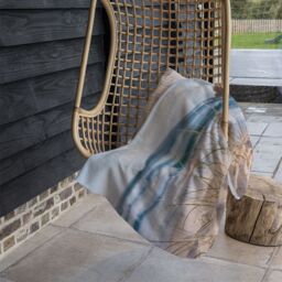 Benjamin Tate Design dune grass in Australia with turquoise surf waves of the pacific ocean Designer Blanket in Natural - Size: 120 cm x 150 cm - thumbnail 3