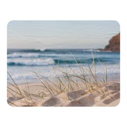 Benjamin Tate Design dune grass in Australia with turquoise surf waves of the pacific ocean Designer Blanket in Natural - Size: 120 cm x 150 cm - thumbnail 1