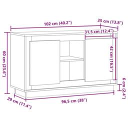 Berkfield Home Sideboard Artisan Oak 102x35x60 cm Engineered Wood in Brown - Size: 102 x 35 x 60 cm - thumbnail 9