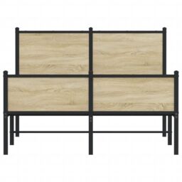 Berkfield Home Metal Bed Frame without Mattress Sonoma Oak 120x200 cm in Brown - Size: Small Double - thumbnail 5