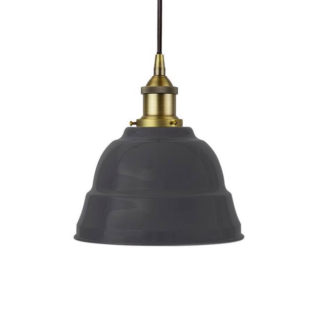 SE Home Slate Grey Lincoln Pendant Light - Matt Antique Brass - Black Round - image 1