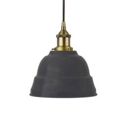 SE Home Slate Grey Lincoln Pendant Light - Matt Antique Brass - Black Round - thumbnail 1