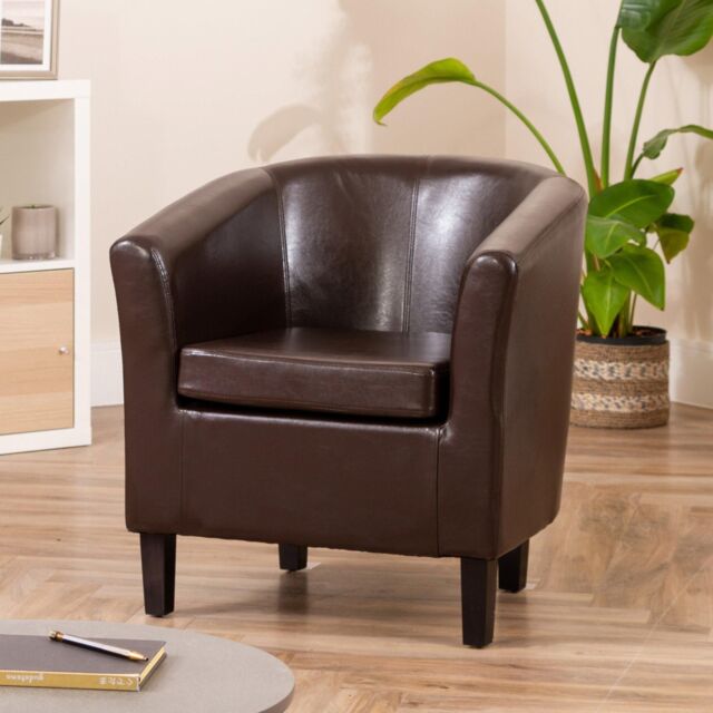 Artemis Home Meriden Vegan Leather Tub Chair in Brown - image 1