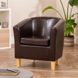 Artemis Home Meriden Vegan Leather Tub Chair in Brown - thumbnail 2