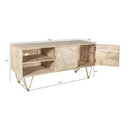 Indian Hub Light Gold Plasma Media Unit - Solid Mango Wood - L45 x W140 x H60 cm in Brown - thumbnail 7