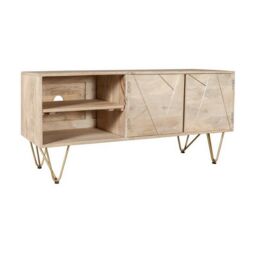 Indian Hub Light Gold Plasma Media Unit - Solid Mango Wood - L45 x W140 x H60 cm in Brown - thumbnail 1
