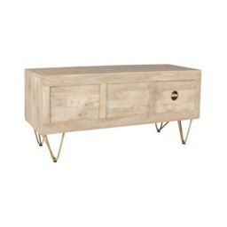 Indian Hub Light Gold Plasma Media Unit - Solid Mango Wood - L45 x W140 x H60 cm in Brown - thumbnail 4