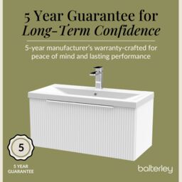 Balterley Fluted Wall Hung 1 Drawer Vanity Basin Unit & Basin 800mm, Satin White - thumbnail 6