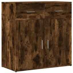 Berkfield Home Sideboards 2 pcs Smoked Oak 79x38x80 cm Engineered Wood in Brown - Size: 79 x 38 x 80 cm - thumbnail 4