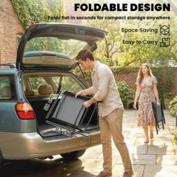 OUTSUNNY Folding Garden Chairs Set of 4 with High Back, Armrests, Light Grey - thumbnail 5