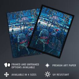 Artery8 Riding Couple in Russian Cityscape Kandinsky Framed Wall Art Print in Blue - Size: A4 - thumbnail 2