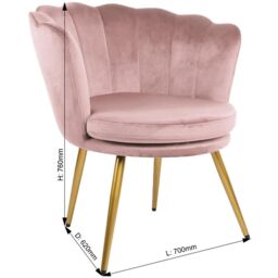 Genesis Flora Velvet Accent Chair Petal Back Plush Upholstered Modern Chair in Pink - Size: 1 Seater - thumbnail 3