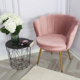 Genesis Flora Velvet Accent Chair Petal Back Plush Upholstered Modern Chair in Pink - Size: 1 Seater - thumbnail 2