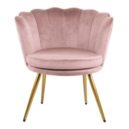 Genesis Flora Velvet Accent Chair Petal Back Plush Upholstered Modern Chair in Pink - Size: 1 Seater - thumbnail 5