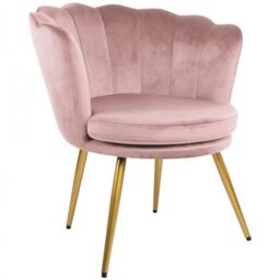 Genesis Flora Velvet Accent Chair Petal Back Plush Upholstered Modern Chair in Pink - Size: 1 Seater - thumbnail 1