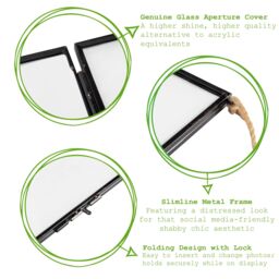 "Nicola Spring 2x Hanging Metal Photo Frames - 8"" x 10"" - Picture Frame Wall Mounted Frame with Rope in Black" - thumbnail 2